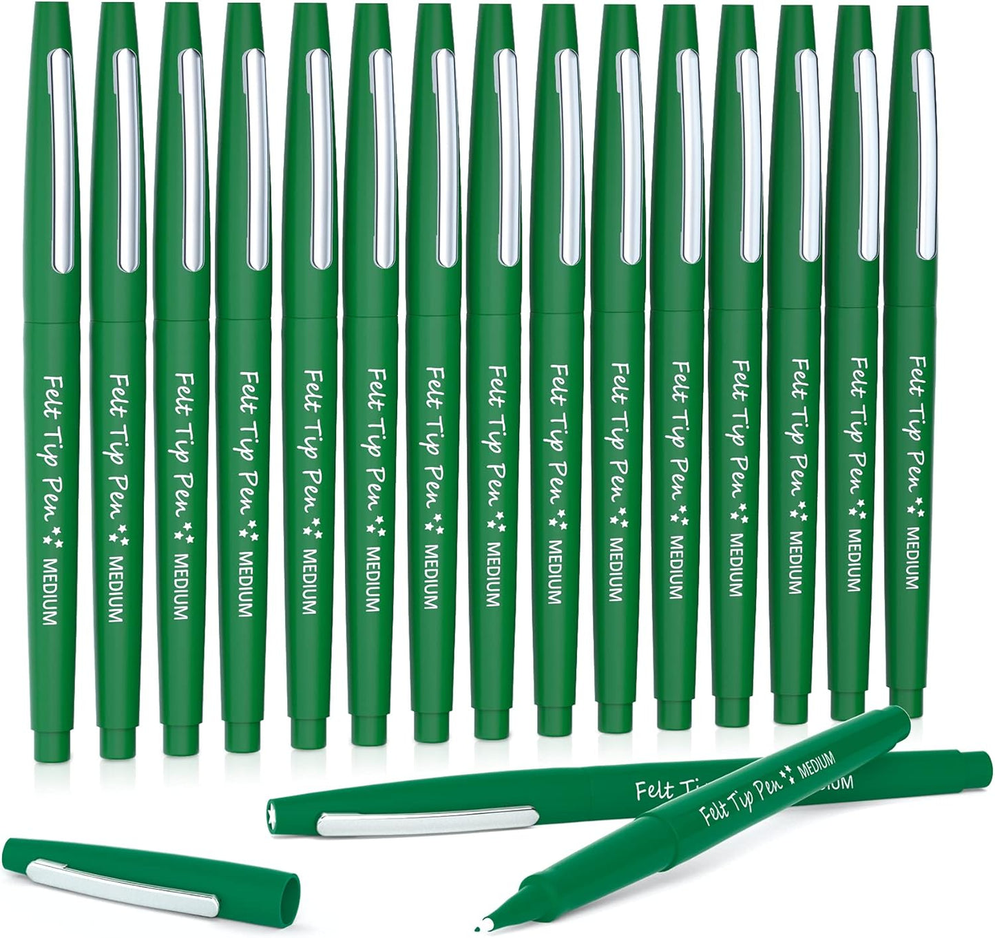 Lelix Felt Tip Pens, 15 Black Pack, 0.7mm Medium Point, Felt Tip Markers Pens for Journaling, Writing, Note Taking, Planner, Perfect for School Office and Art Supplies