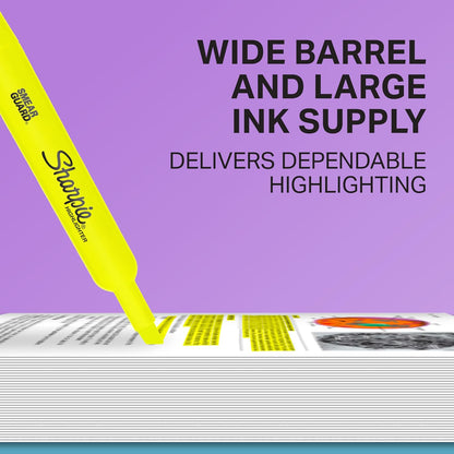 Sharpie Tank Highlighters, Chisel Tip, Fluorescent Yellow, 12 Count