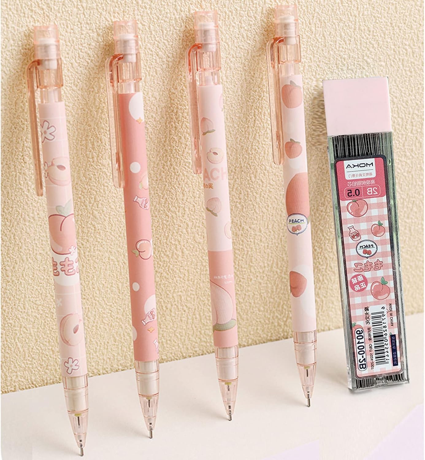 MOZXIRZ 4 Pcs Cute Mechanical Pencils with Top Eraser 0.5mm Cartoon Space Mechanical Pencil School Pencil for Women (6pcs Space)