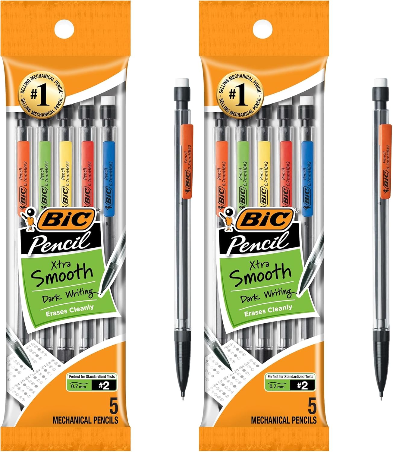 BIC Xtra-Precision Mechanical Pencils with Erasers, Fine Point (0.5mm), 5-Count Pack Mechanical Drafting Pencil Set