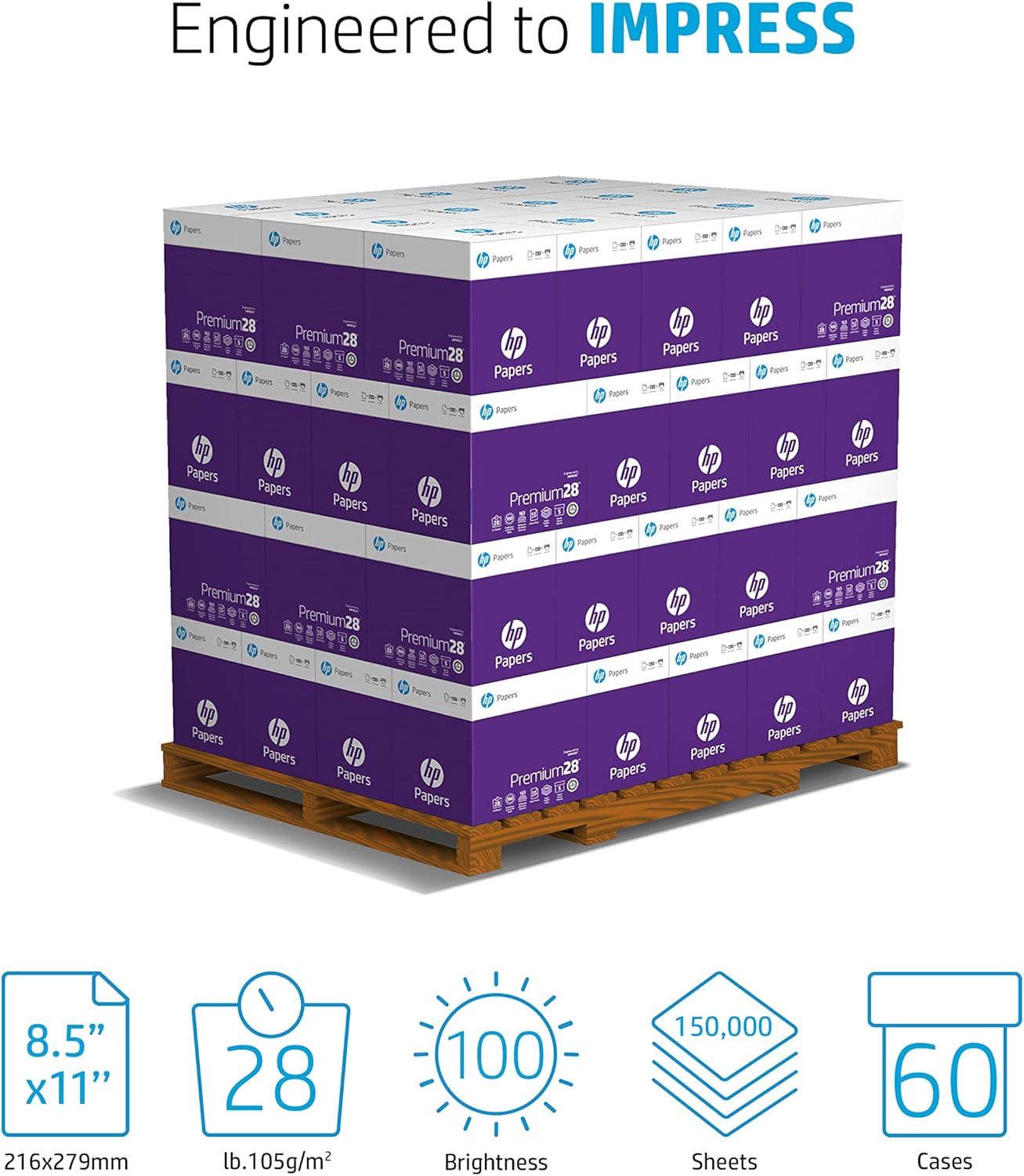 HP Printer Paper | 8.5 x 11 Paper | Premium 24 lb | 1 Ream - 500 Sheets | 100 Bright | Made in USA - FSC Certified | 112400R
