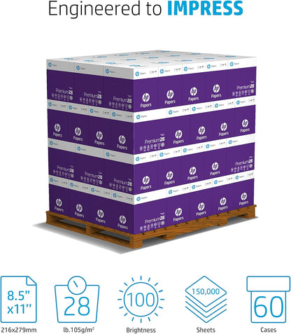 HP Printer Paper | 8.5 x 11 Paper | Premium 24 lb | 1 Ream - 500 Sheets | 100 Bright | Made in USA - FSC Certified | 112400R