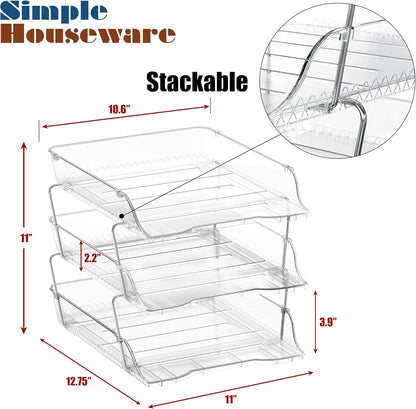 Simple Houseware 2-Tier Stackable Letter Tray Organizer – Desktop File Holder for A4/Letter Size Paper, Document Sorter, Office Desk Paper Organizer, Black