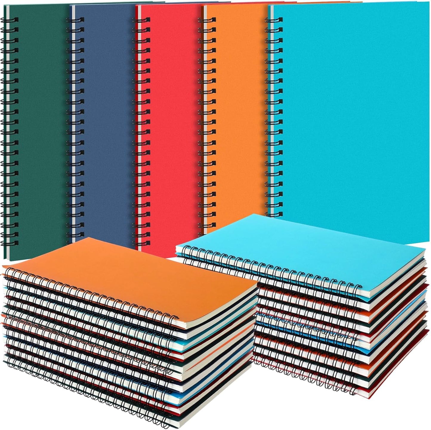 Eersida 20 Pack A5 Spiral Notebook College Ruled Spiral Notebook Bulk 5.5 x 8.3 Inch Hardcover Notepads Lined Travel Writing Journal Notepad, 50 Sheets 100 Pages(Black, Kraft)