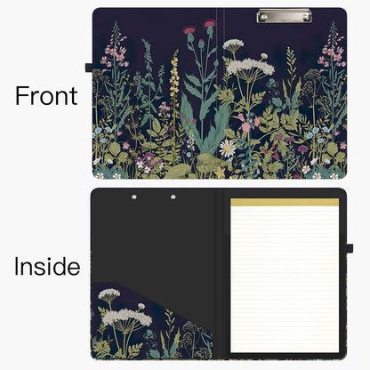 Hongri Clipboard Folio with Refillable Lined Notepad and Interior Storage Pocket for Students, Classroom, Office, Women, Man, Cute Custom Pattern, Size 12.8 x 9.2 in, Classic Flower