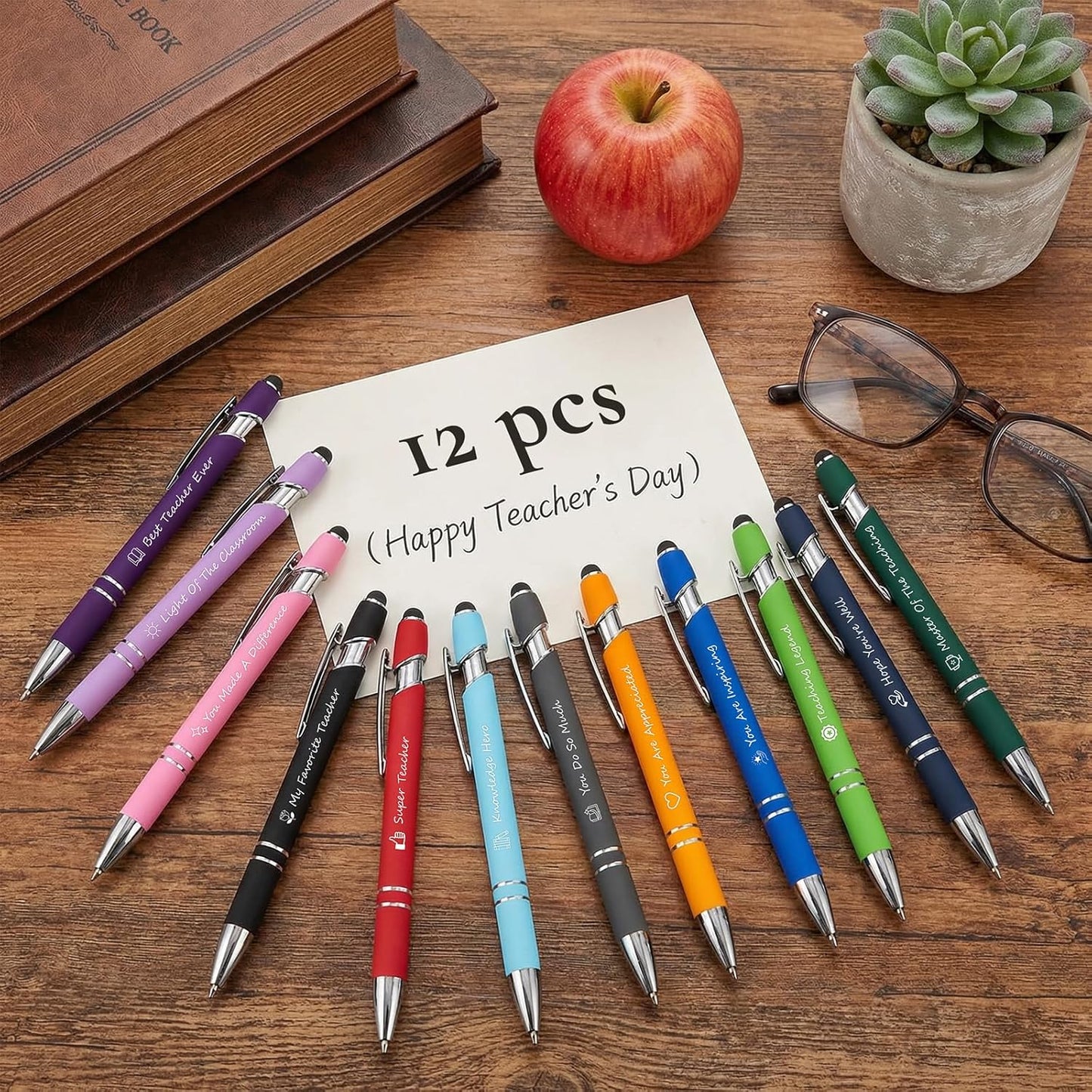 Father's Day Pen Set Gift Box - 12 Pack Black Ink Ballpoint Pens with Inspirational Quotes Fun Novelty Pens Perfect Birthday Retirement Gift for Dad Papa Father