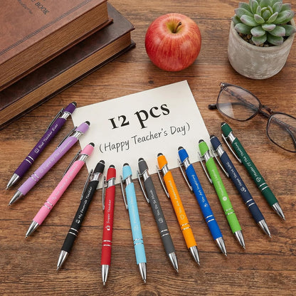 Father's Day Pen Set Gift Box - 12 Pack Black Ink Ballpoint Pens with Inspirational Quotes Fun Novelty Pens Perfect Birthday Retirement Gift for Dad Papa Father