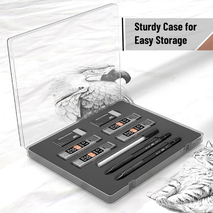 Mr. Pen- Metal Mechanical Pencil Set with Lead Refills & Erasers, 2 Pack, 2 Sizes, 0.5 & 0.7mm, 4x Tubes 2B Lead Refill, 2x Erasers for School Supplies, Note Taking, Drawing, Sketching, Office