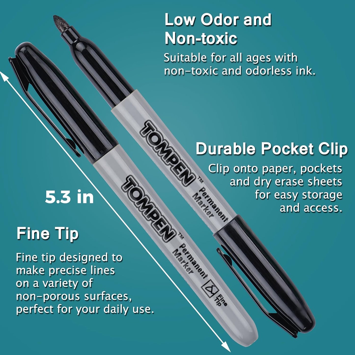 Permanent Markers Black 48 Count Fine Tip,Quick Drying Marker for Gift Card,Bulk Pens on Wood,Plastic,Paper,Metal,Mirror for Office School Classroom Home