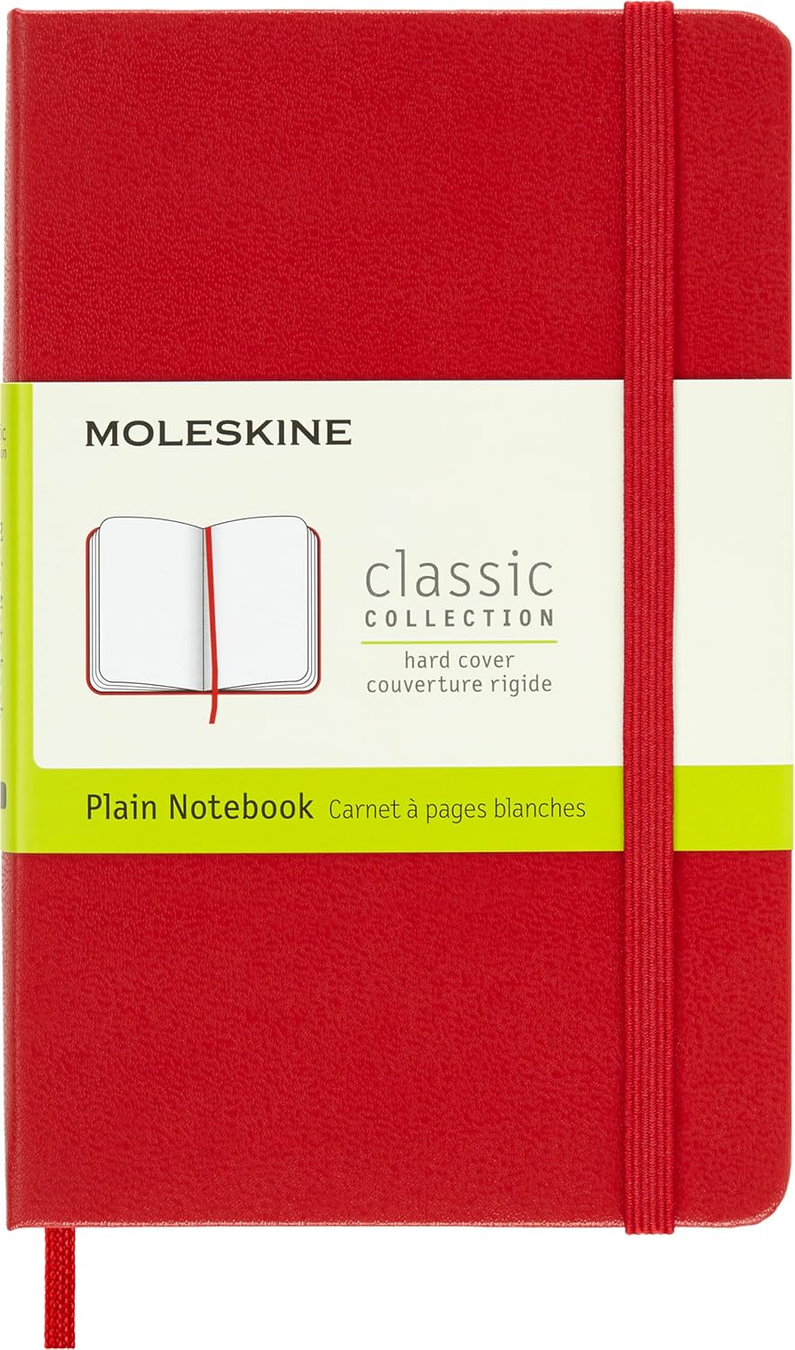 Moleskine Classic Notebook, Large, Squared, Red, Hard Cover (5 x 8.25)