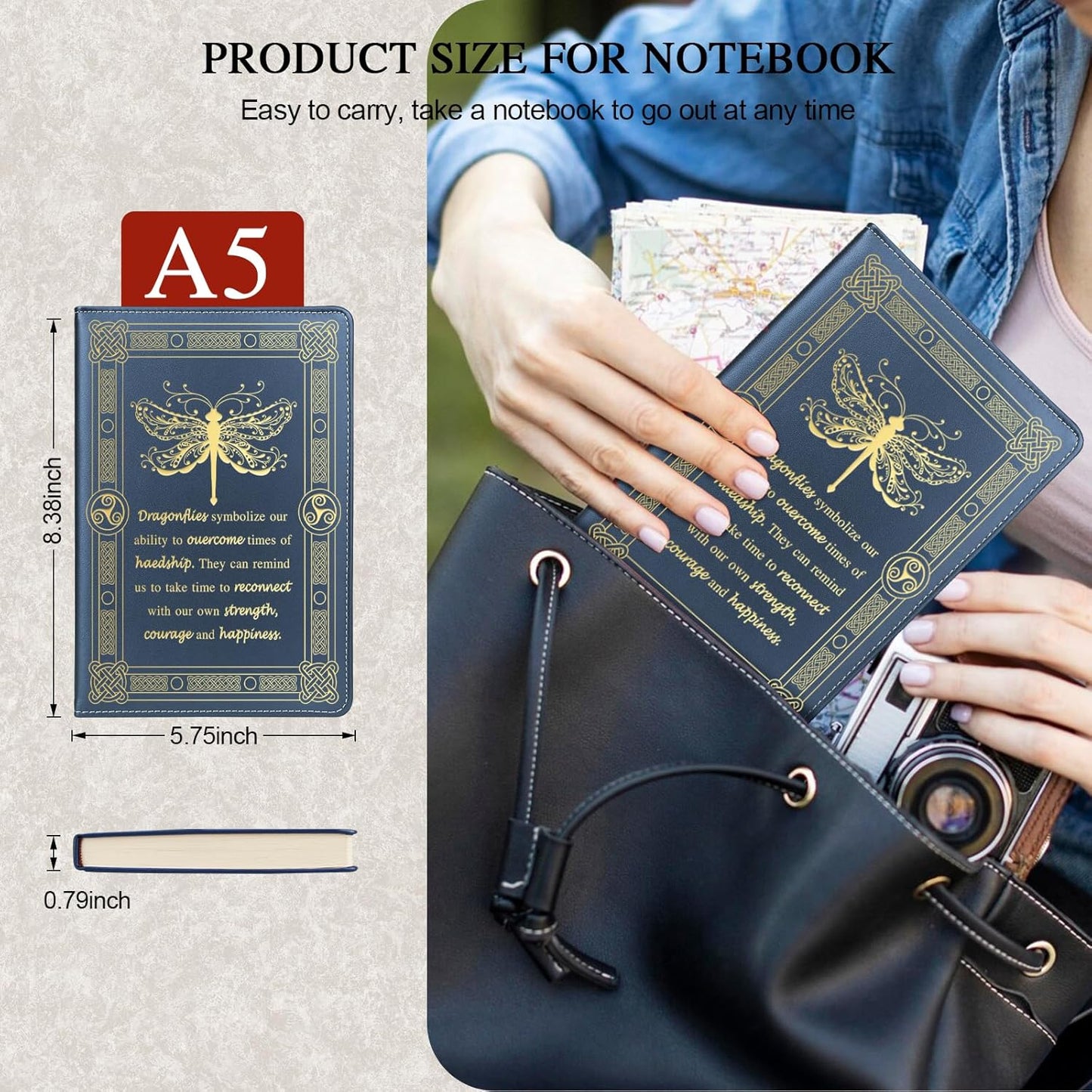 Dragonfly Gifts for Women,Journal for Women,A5 Hardcover Leather Journal - 200 Pages Premium Paper Notebook, Journal Notebook for School, Work (Dragonfly Pink)