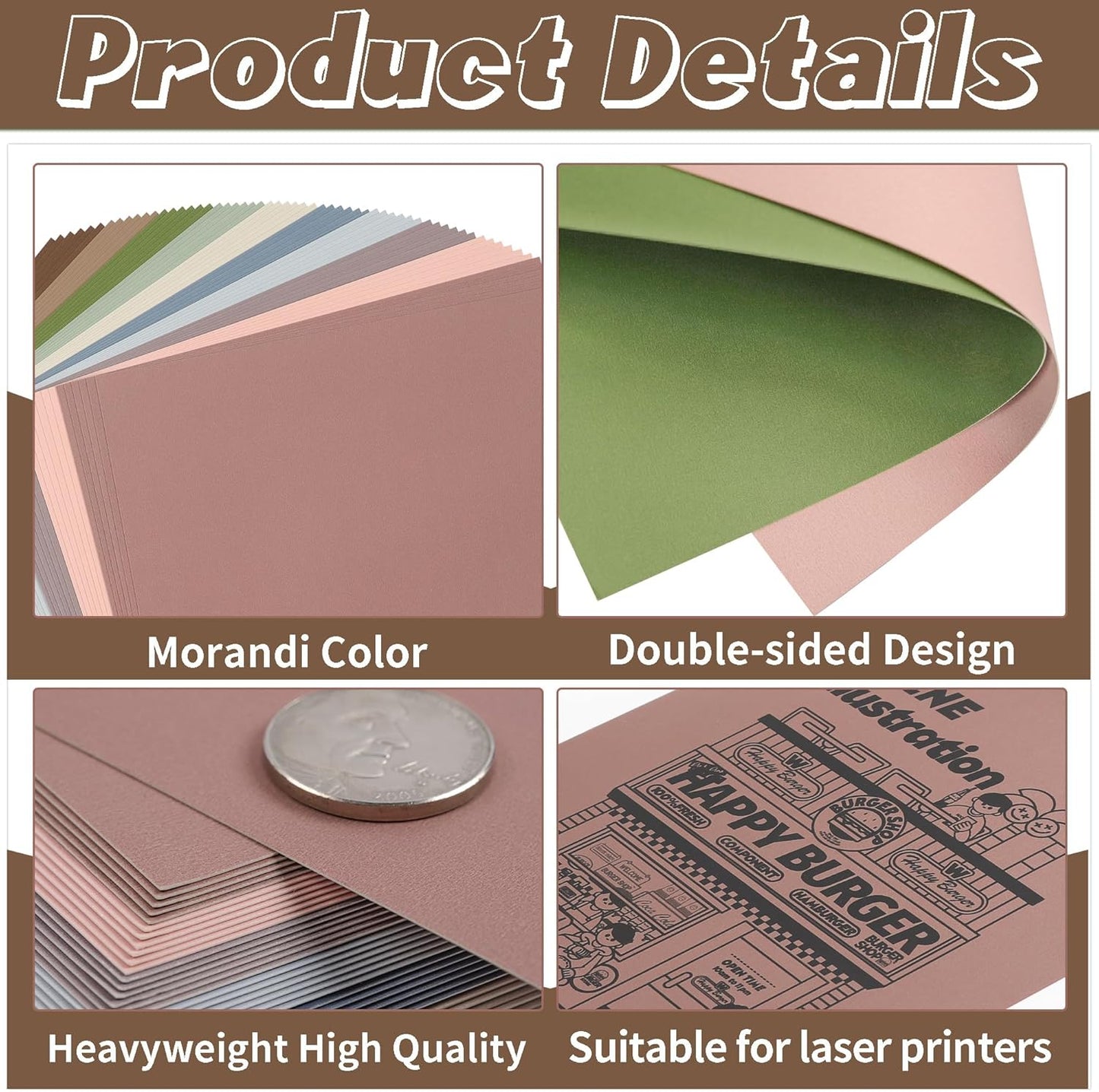 60 Sheets Morandi Mixed Colors Cardstock 8.5 x 11 Inch Card Stock Boho Paper 250GSM/92LB Thick Paper for Card Making Scrapbooking DIY Crafts UAP31MX60
