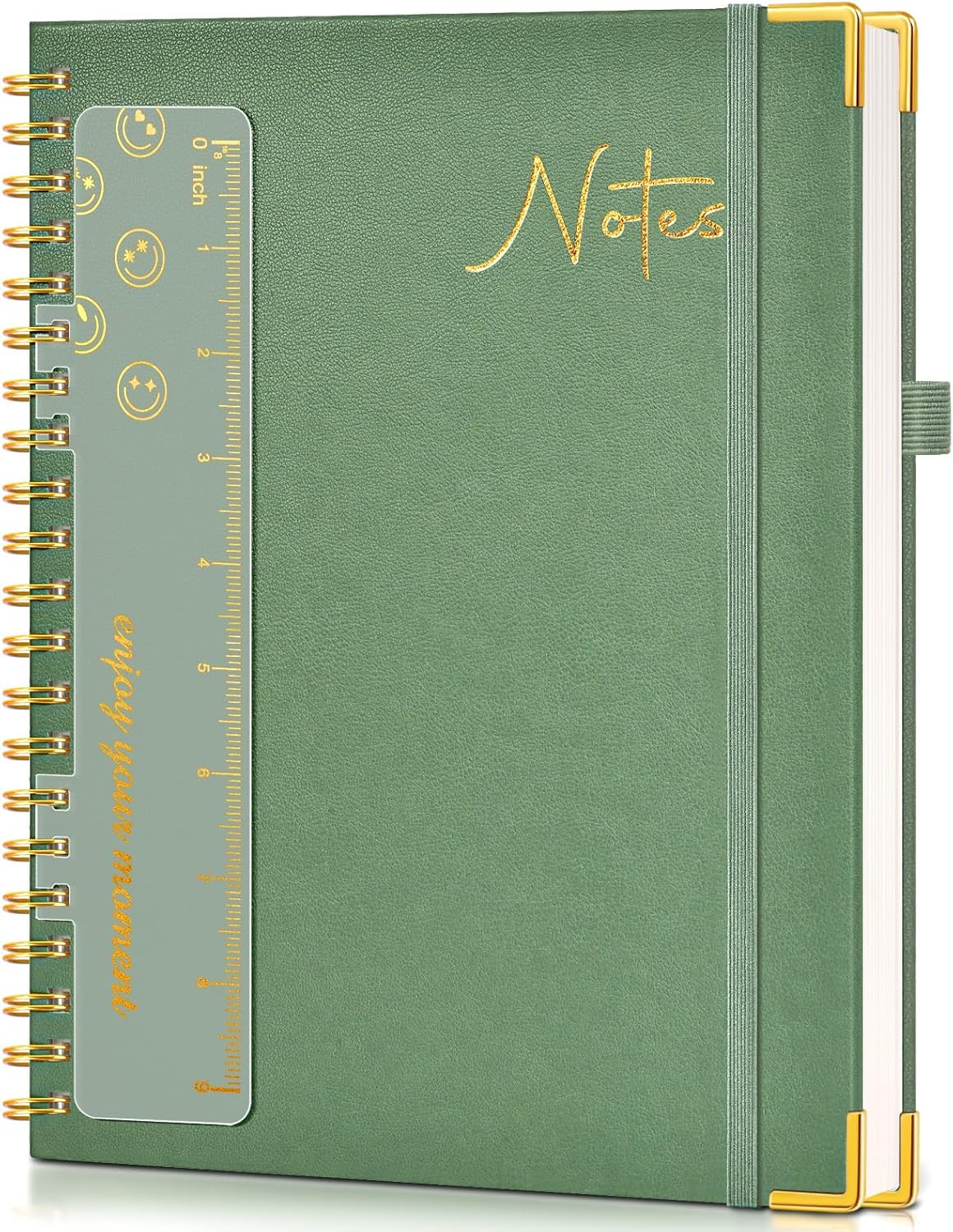 Hardcover Spiral Notebook Journal 8.5” x 11”, A4 Large Leather Notebooks for Women Men, Lined College Ruled Notebook, 50 Sheets/100 Pages, Spiral Bound Journals for Work School Note Taking, Green