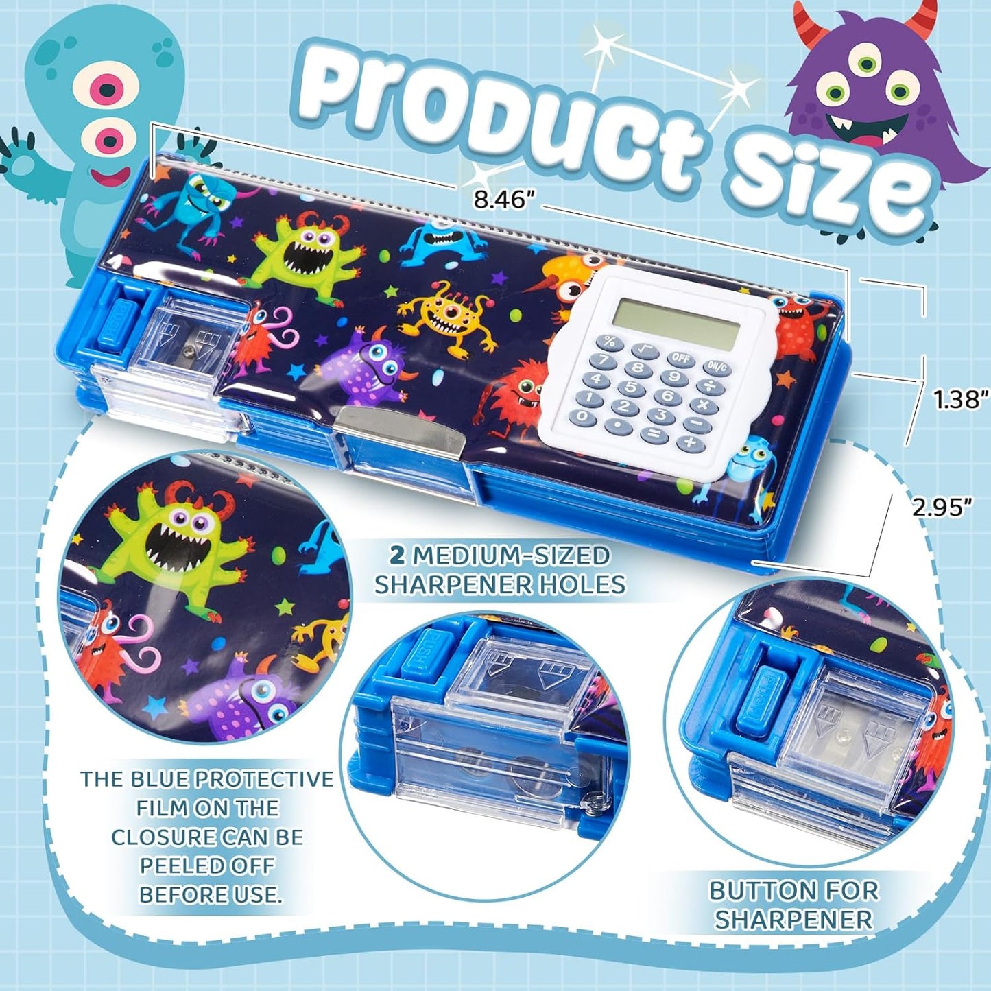 Henoyso Multifunctional Pencil Box for Girls Butterfly Pencil Case with Calculator and Sharpener Cool Cute Pencilcase School Supplies Essentials Christmas Birthday Gift Present for Kids Teens