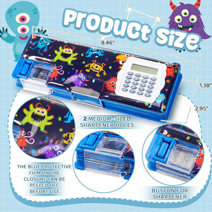 Henoyso Multifunctional Pencil Box for Girls Butterfly Pencil Case with Calculator and Sharpener Cool Cute Pencilcase School Supplies Essentials Christmas Birthday Gift Present for Kids Teens