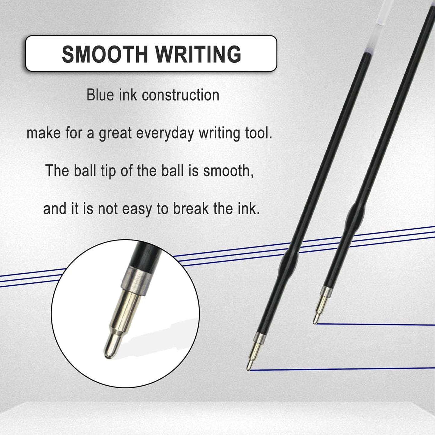 Linbsunne 50 Pieces Ballpoint Refills Medium Point 1mm Black Ink Replaceable Ball Point Pen Refills for Men Women (50pcs-Black Ink, Length can be Cut)