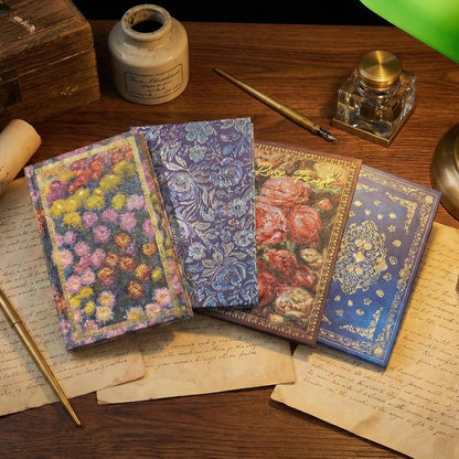 Hardcover Lined Journal - 224 Pages 100GSM Thick Paper A5 Notebook with Gilded Edges, Elegant Blue Damask Floral Pattern, Classic Aesthetic Diary for Women