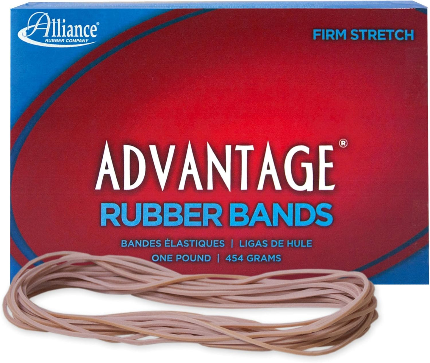 Alliance Rubber 26649 Advantage Rubber Bands Size #64, 1/4 lb Box Contains Approx. 80 Bands (3 1/2" x 1/4", Natural Crepe) Beige