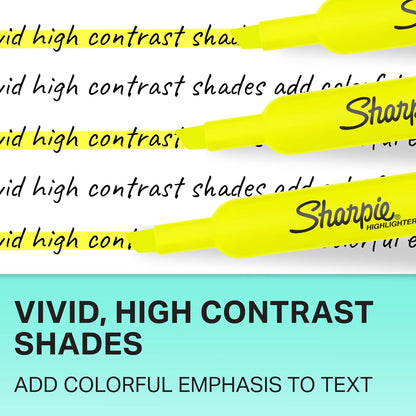 Sharpie Tank Highlighters, Chisel Tip, Fluorescent Yellow, 12 Count