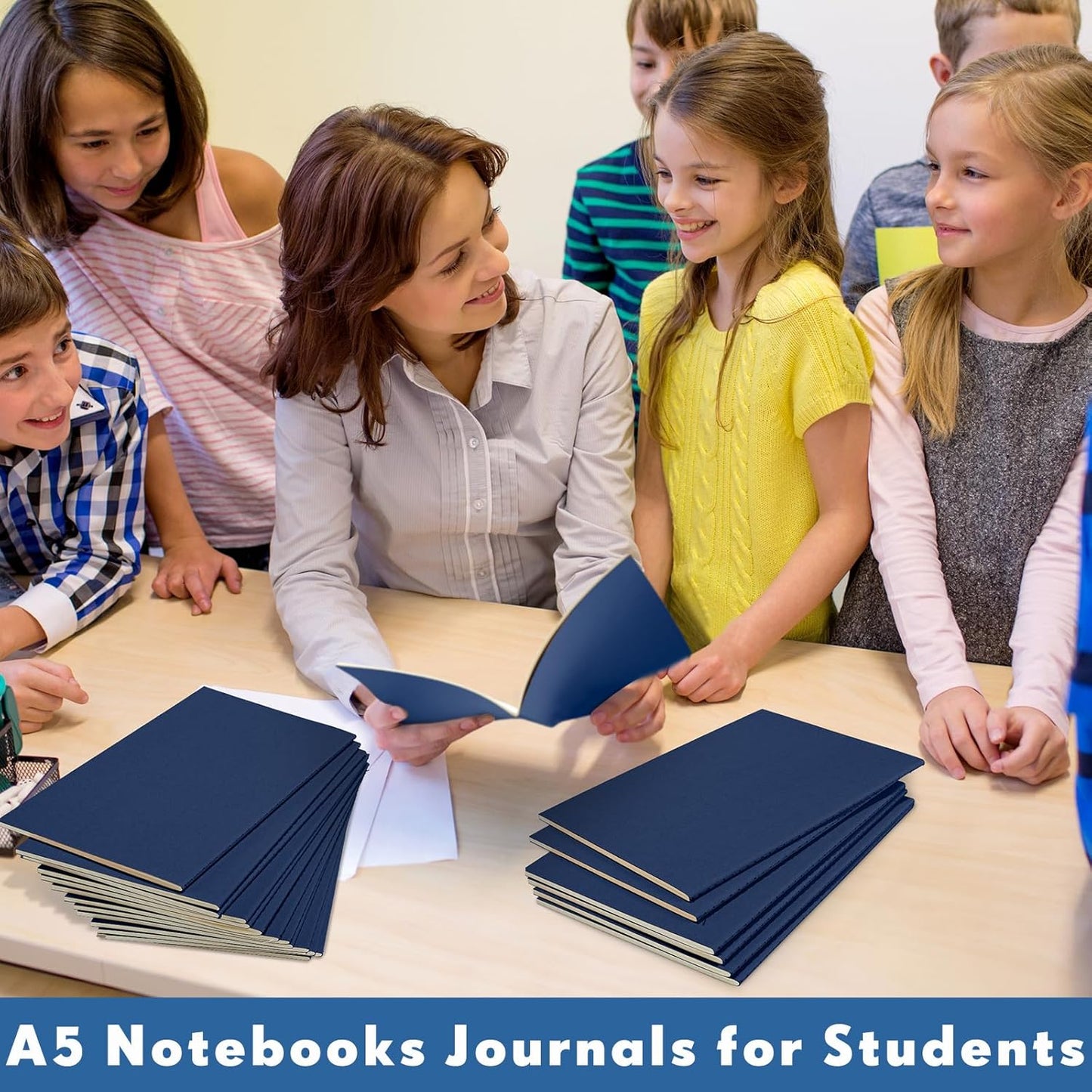 Mimorou 100 Pcs Journals Notebooks Bulk - Kraft Softcover A5 Small Notebooks 5.5 Inch x 8.3 Inch Notepads with 60 Page 30 Sheet for Writing Sketch Travel Office Supplies(Navy Blue,Lined)