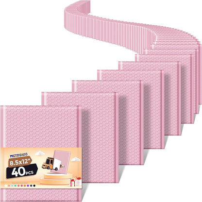 Metronic Bubble Mailers 8.5x12" 40 Pack Black Padded Envelopes Usable Size 8.5 x 11" Strong Adhesion Bubble Envelopes Medium Mailing Envelopes Bubble Padded for Small Business Shipping Books Clothes