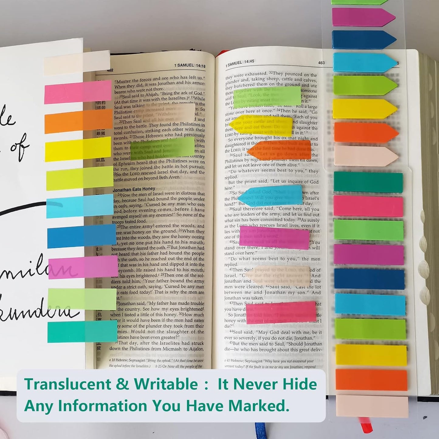 ELII Tabs 800Pcs Sticky Index Tabs Page Markers,Writable and Transparent Sticky Notes Page Tabs Book Markers Label Stickers Index Tabs for Page Marking Classify File (800 pcs Book tabs)