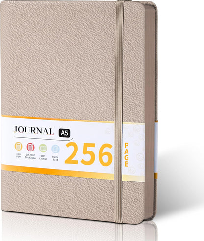 CAGIE Lined Journal for Men Women, Tree Growth Ring Leather Bound Journal Notebook, 256 Pages 100 GSM Journals for Writing, A5 Hardcover Journaling Notebooks for Work, Note Taking