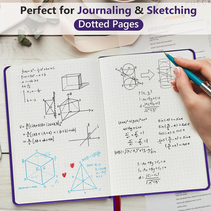 PERCUN Graph Paper Notebook, 160 Pages Grid Journal for women & men, A5 Hardcover Leather Graphing Notebook for School, Work, Travel, Note Taking 5.9”x8.5” (Black)