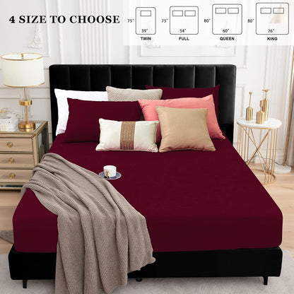 Sufdari Mattress Protector,Waterproof 18" Deep Pocket Mattress Cover Fitted Sheet Style with Elastic Rubber Band,Washable and Easy Care-Black,Queen