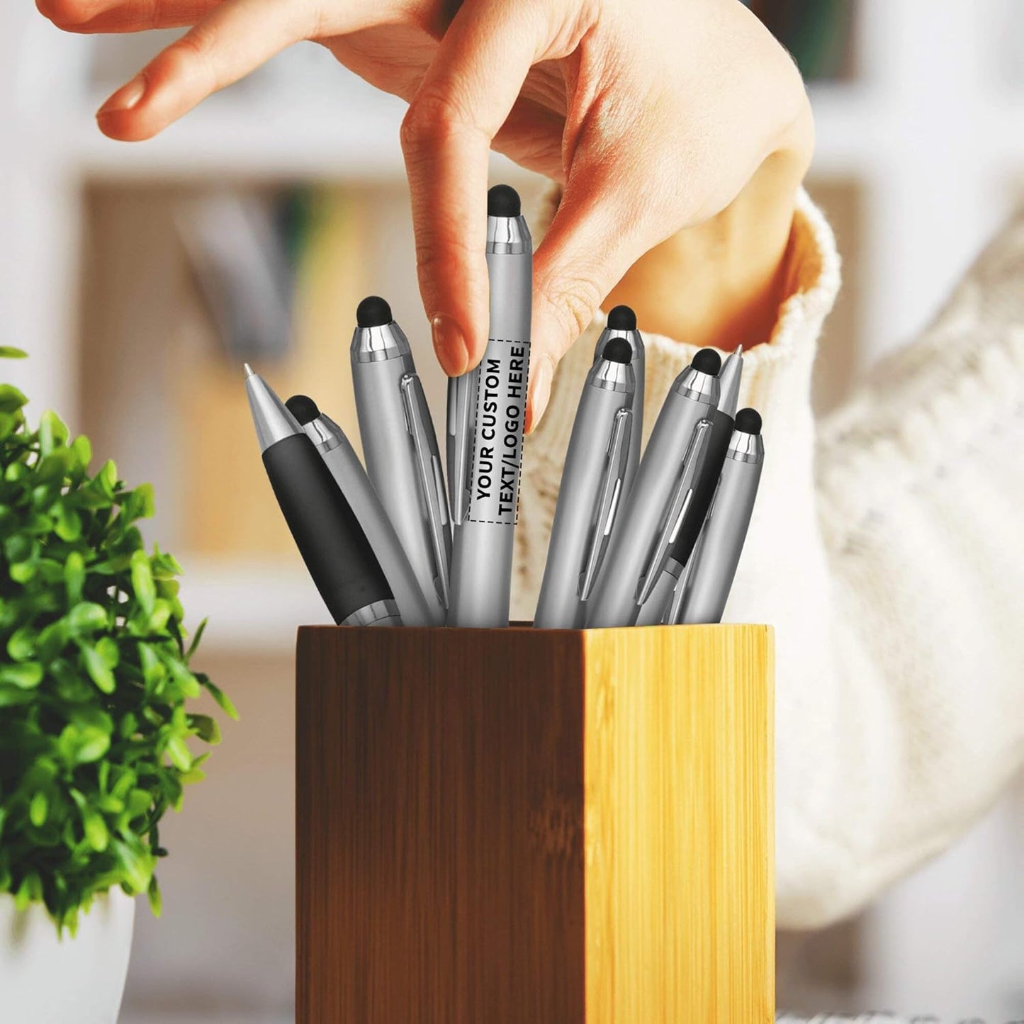 DISCOUNT PROMOS Custom Stylus Ballpoint Pens Set of 10/50/100, Personalized Bulk Pack - Black Ink, Great for Office, School, Business, Tradeshows, Events - Purple