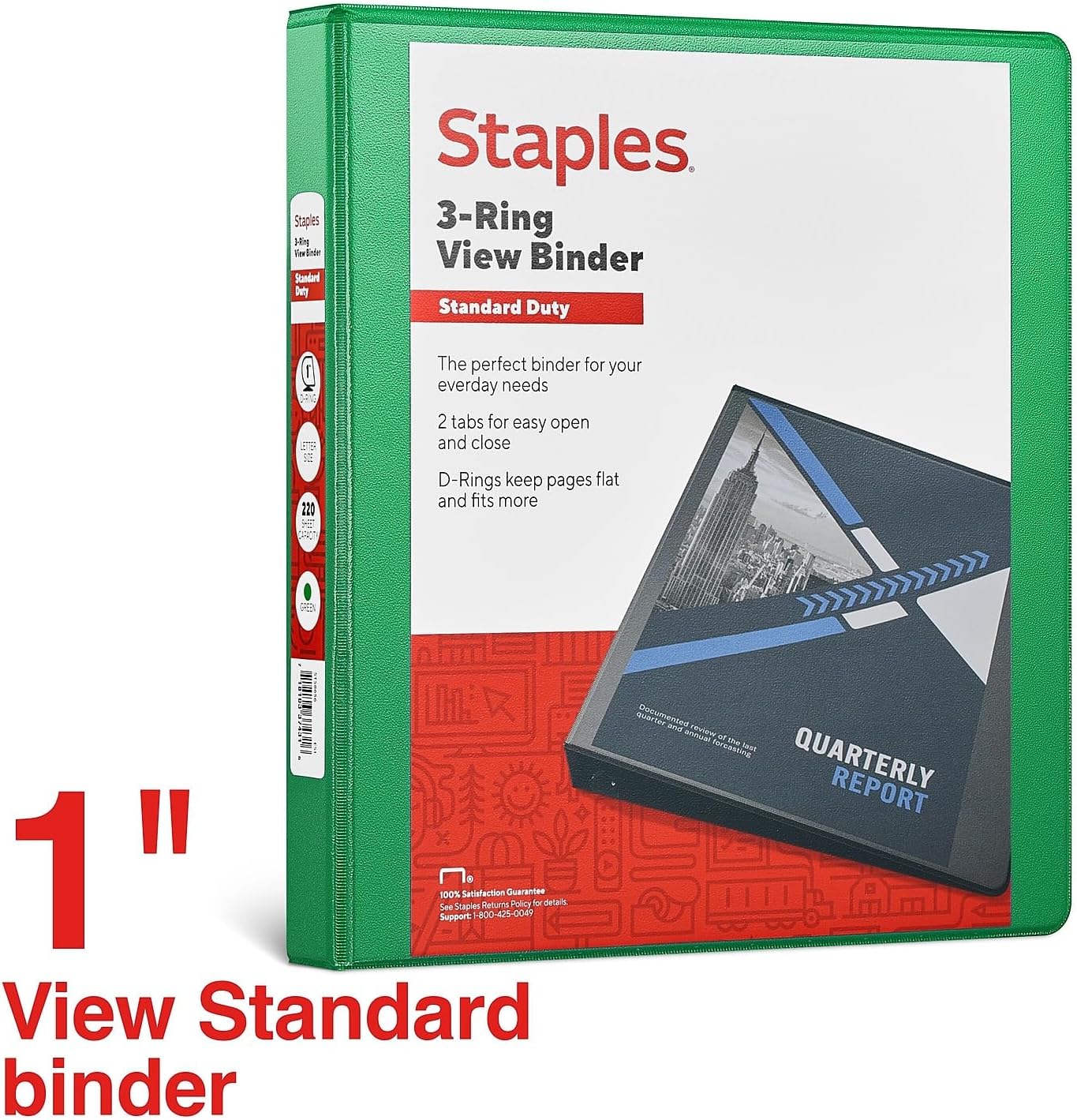 Staples Standard 2-Inch 3-Ring View Binder, Holds Up to 450 Sheets, Orange, Durable Binder for Office & School
