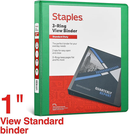 Staples Standard 2-Inch 3-Ring View Binder, Holds Up to 450 Sheets, Orange, Durable Binder for Office & School