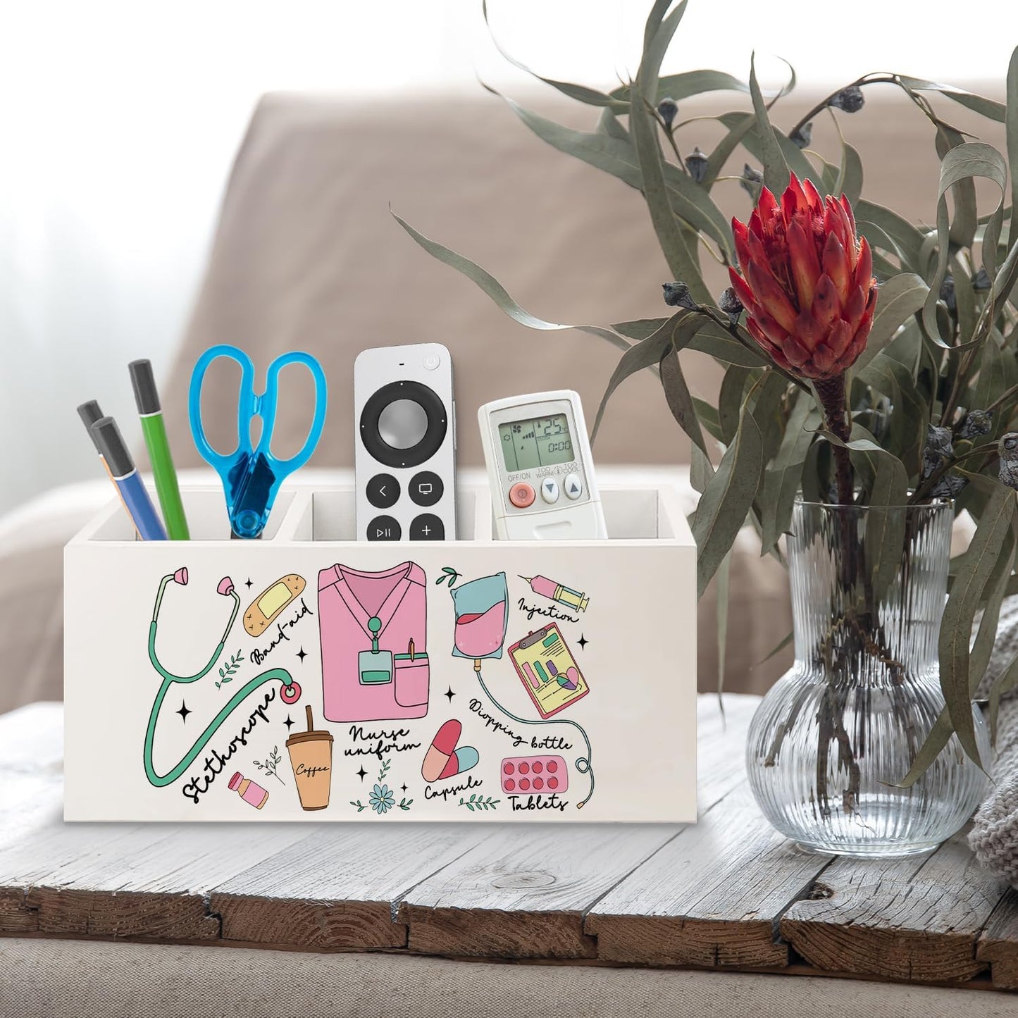 Teacher Appreciation Gifts, Boho Rainbow Teacher Wooden Pen Pencil Holder for Office Desk, Back to School Supplies Gifts for Teachers, It's a Good Day to Teach Tiny Humans