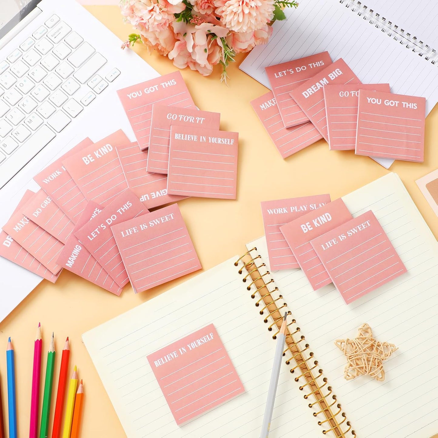 Yinder 48 Pcs Inspirational Sticky Notes Cute Motivational Sticky Notes Pad End of Year Employee Appreciation Gifts Bulk for Teacher Nurse Coworkers Office Supplies 3 x 3'' (Thank You,Dark Color)