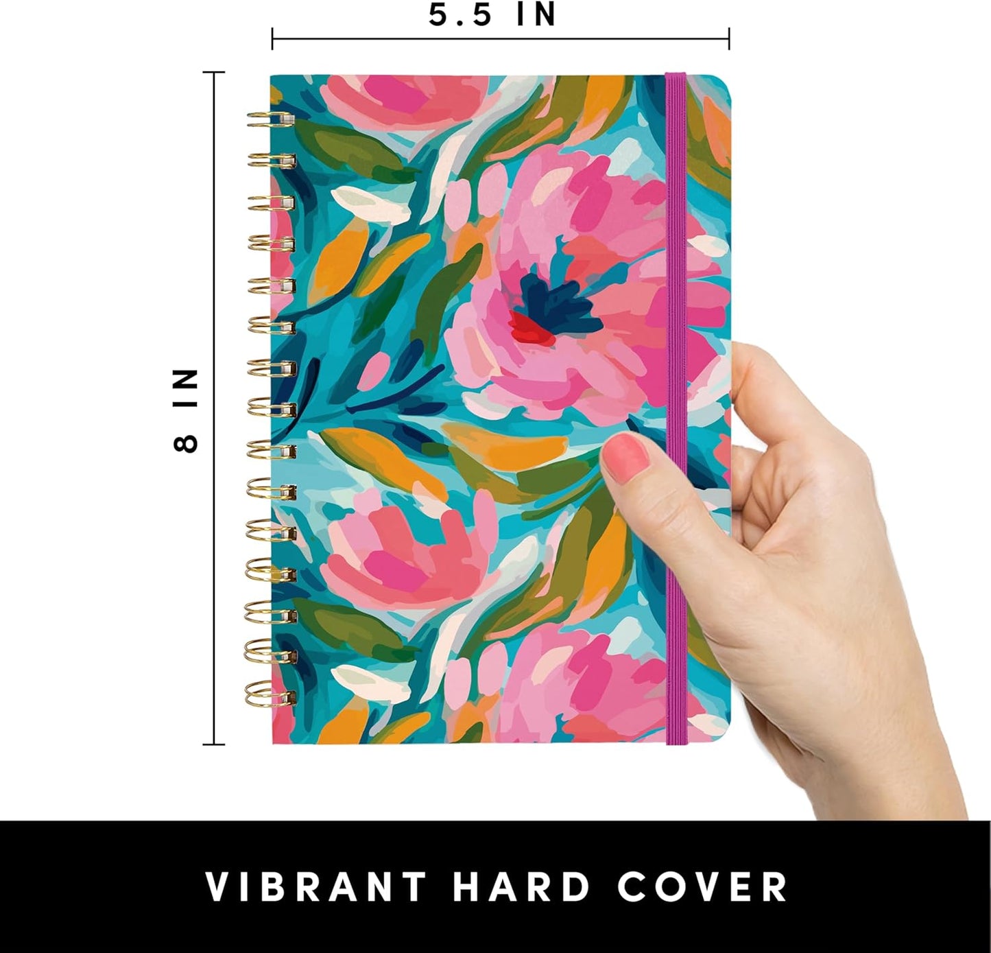 PAPERAGE Lined Spiral Journal Notebook, (Black), 160 Pages, Hardcover Journal for Women & Men, Medium 5.5 in x 8 in - 100 GSM, Thick Paper, Spiral Notebook for Work, School & Journaling