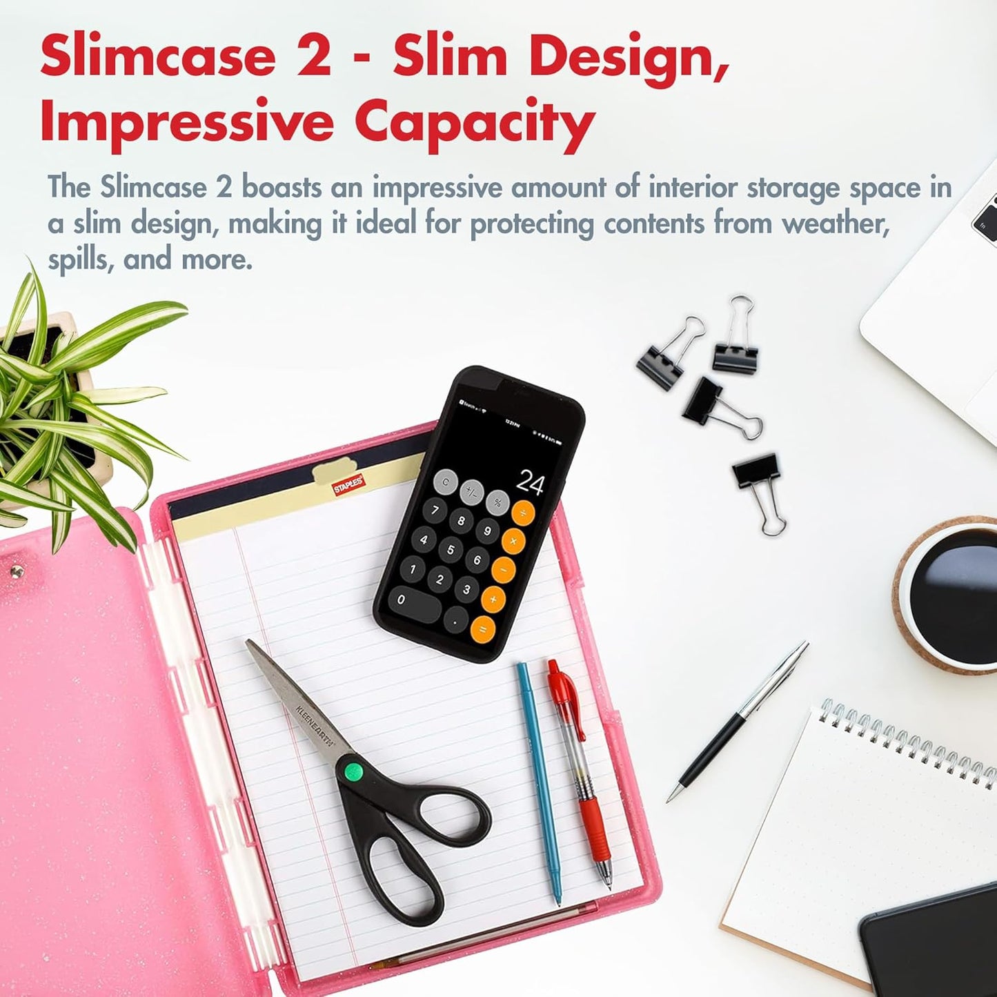 Dexas Slimcase 2 Plastic Clipboard with Storage and Side Opening, Black, Office Supplies Clipboards to Organize, Carry and Store, A4 Holder, Style and Functionality Nursing Clipboards