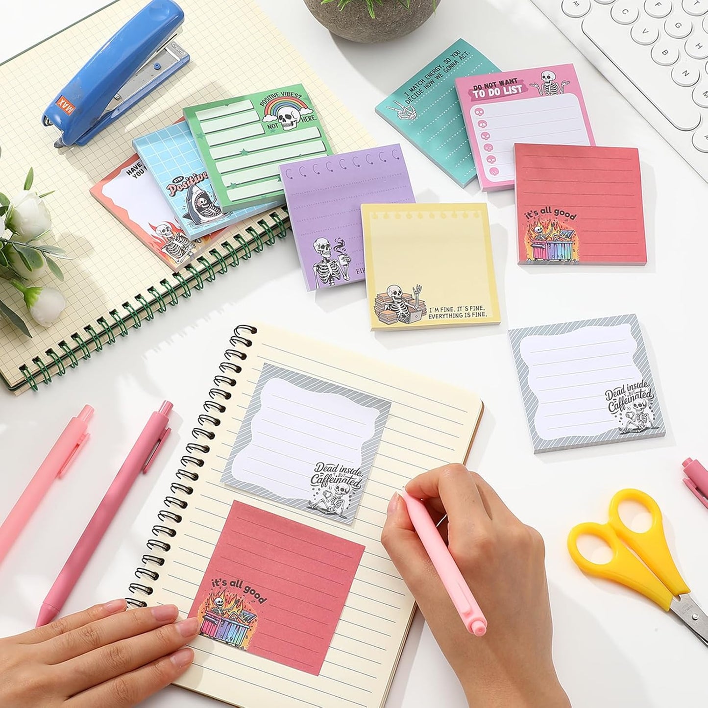 9 Pads Wildflower Sticky Notes 3x3 Inch Cute Self Stick Notepads Notes Adhesive Memo Pad Office Decor Gifts for Students School Teacher Meeting Office Supplies