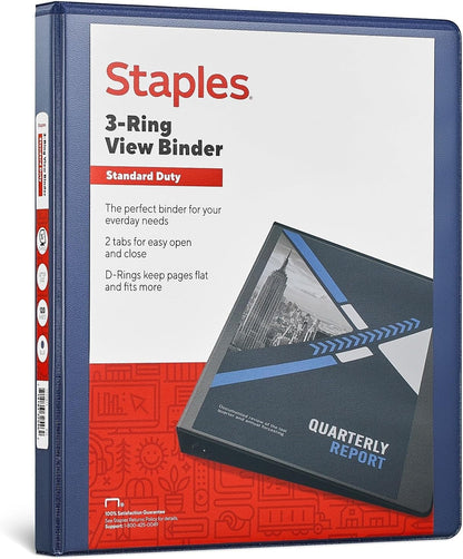 Staples Standard 2-Inch 3-Ring View Binder, Holds Up to 450 Sheets, Orange, Durable Binder for Office & School