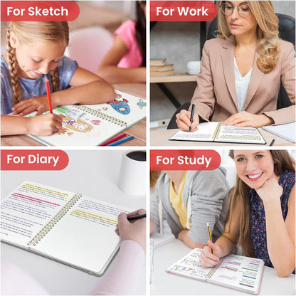 Taja Lined Spiral Journal Notebook for Women & Men, 140 Pages, College Ruled Hardcover Notebook for Work & Note Taking, Journals for Writing, A5(5.7" x 7.9") - Green