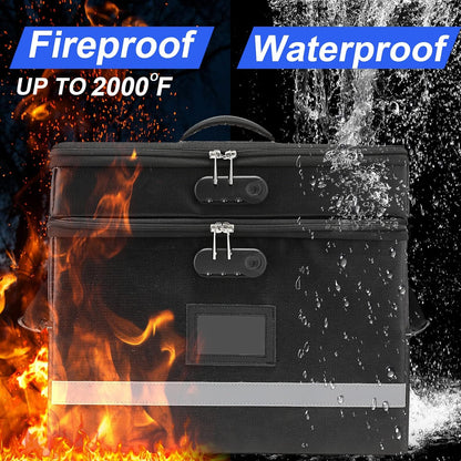 EXLIFBAG File Organizer, Fireproof File Box with Lids, Important Document Organizer Box with Lock, Portable File Folder Organizer with Handle