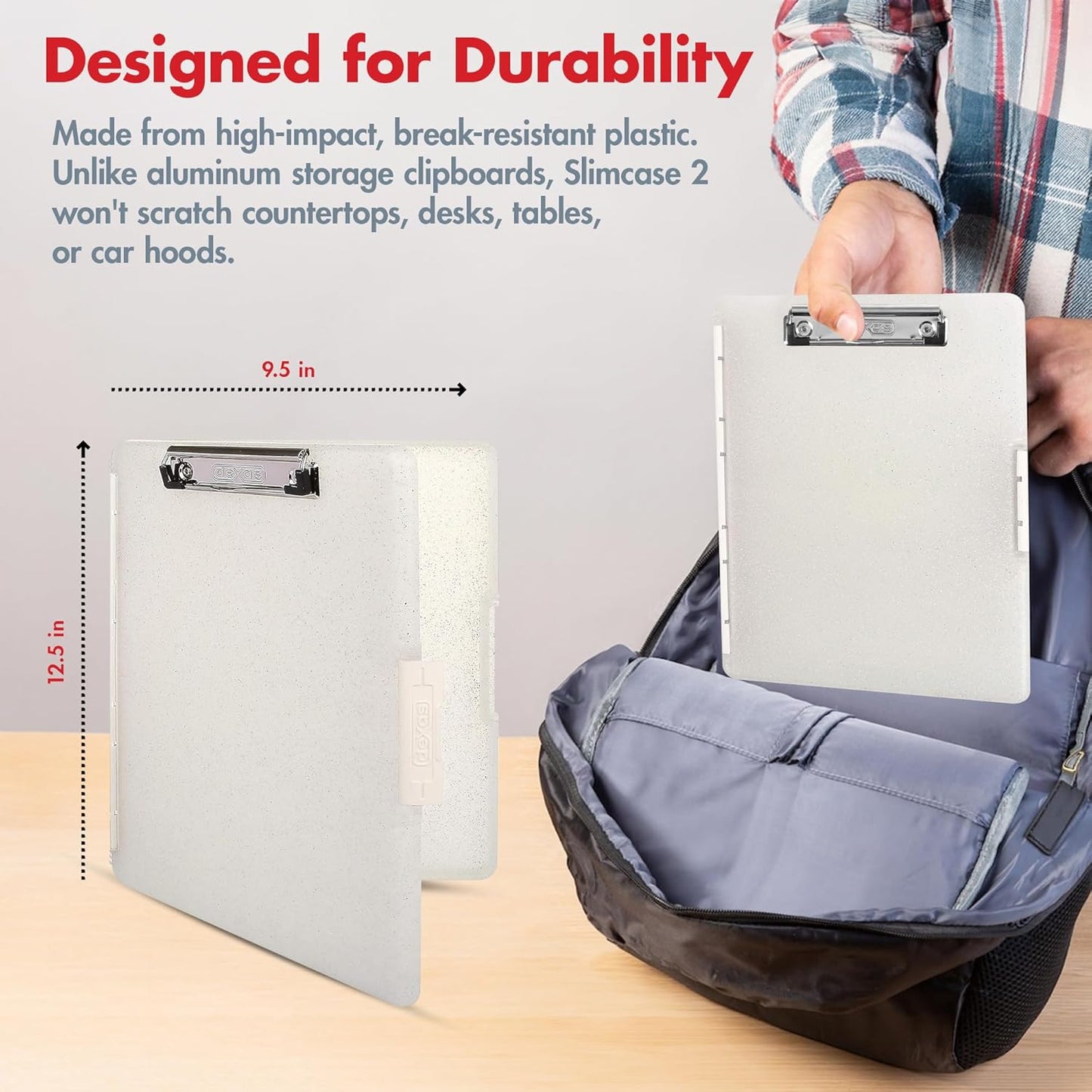 Dexas Slimcase 2 Plastic Clipboard with Storage and Side Opening, Black, Office Supplies Clipboards to Organize, Carry and Store, A4 Holder, Style and Functionality Nursing Clipboards