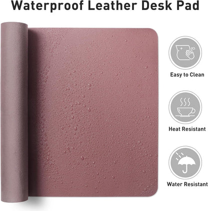Aothia Leather Office Desk Pad Protector, Non-Slip PU Leather Desk Blotter, Waterproof Laptop Writing Mouse Pad for Office and Home, Black, 31.5" x 15.7" - Colors B