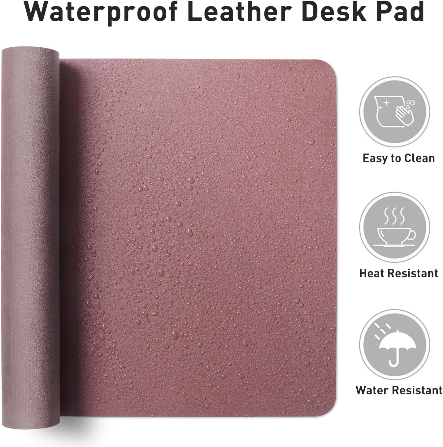 Aothia Non-Slip Waterproof PU Leather Desk Pad Protector for Mouse, Writing Desk, Office, Home, Laptop Blotter, 23.6" x 13.7", Black - Colors B