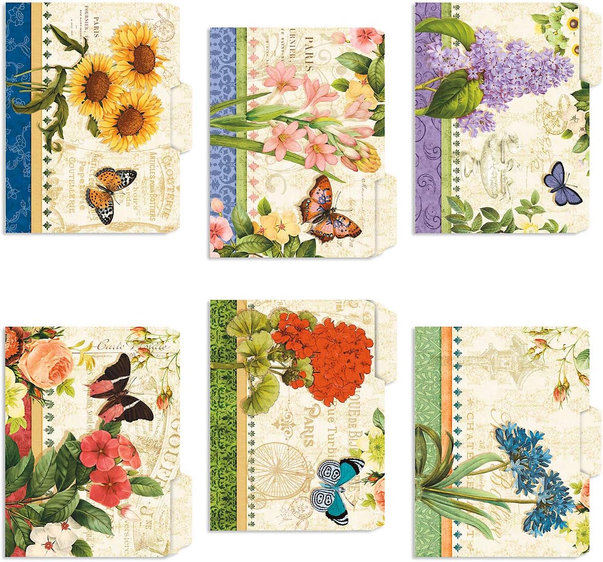 Current Floral Fun File Folders Value Pack - Bulk Set of 24, 6 Pretty Decorative Designs, 1/3 Cut Tabs, Heavy-Duty Paper Stock, Office Supplies for Home & Work, 9-½” x 11-¾” Letter Size