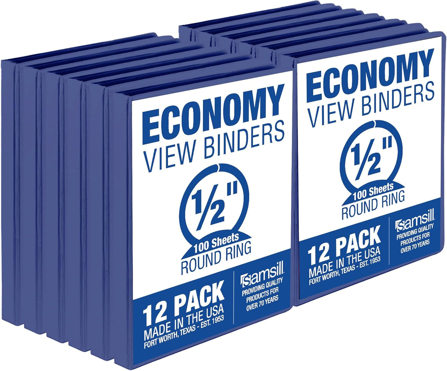 Samsill 1.5 Inch 3 Ring Binders, Economy Round Ring, Clear View Cover, 325 Sheet Capacity - for School, Home, Office - White, 4 Pack
