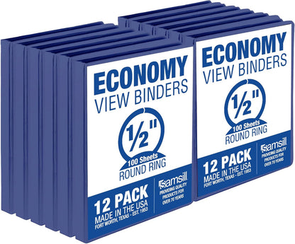 Samsill 1.5 Inch 3 Ring Binders, Economy Round Ring, Clear View Cover, 325 Sheet Capacity - for School, Home, Office - White, 4 Pack
