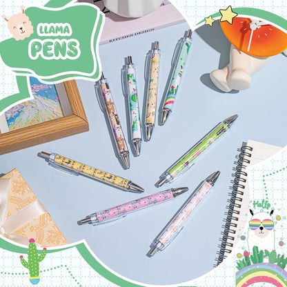 Ireer 8 Pcs Ballpoint Pens for Women 1.00 mm Cute Black Ink Pens Fine Point Smooth Writing for Journaling Aesthetic Office Supplies (Mahjong)