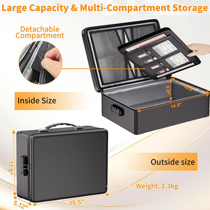 DocSafe 5200°F Document Organizer with Lock, Upgraded Heat Insulated Fireproof＆Water-Resistant Box 8 Layers File Organizer, Portable Home Travel Safe Storage for Important Documents and More
