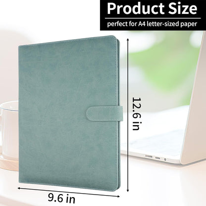 Professional Padfolio with Clipboard, Faux Leather Portfolio Folder Binder, Legal Pad Holder for A4 Letter Size Notepad, Resume, Writing Pad, Ideal Organizer for Business Office Conference, Black