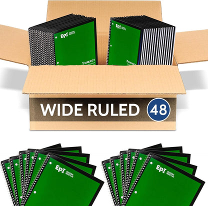 EPI Spiral Notebook | Wide - 70 Sheets, Durable Spiral Binding | 10.5 x 8 in | Classroom Supplies | School, Office, Note Taking, Journaling - 12 Pack